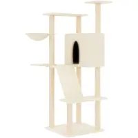 vidaXL Kattenmeubel met sisal krabpalen 143 cm crèmekleurig