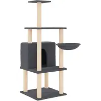 vidaXL Kattenmeubel met sisal krabpalen 132 cm donkergrijs
