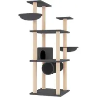 vidaXL Kattenmeubel met sisal krabpalen 141 cm donkergrijs