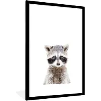 PosterMonkey Fotolijst incl. Poster - Wasbeer - Dieren - Natuur - Wit - 80x120 cm - Posterlijst