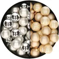 Othmar decorations Mini kerstballen - 48x st - zilver en champagne - 2,5 cm - glas - kerstversiering