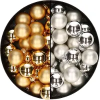 Othmar decorations Mini kerstballen - 48x st - zilver en goud - 2,5 cm - glas - kerstversiering