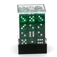 Chessex Translucent Green/white D6 12mm Dobbelsteen Set (36 stuks)