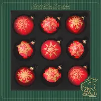 Merkloos Krebs gedecoreerde kerstballen - 9x st - rood - 8 cm - glas - Kerstbal