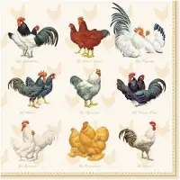Ambiente Servetten kip/haan print 3 laags 40 stuks - Feestservetten