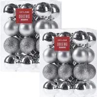 Merkloos 48x Glans/mat/glitter kerstballen zilver 3 cm kunststof kerstboom versiering/decoratie - Kerstbal
