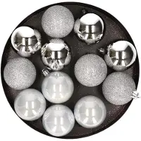Cosy & Trendy Kerstballen - kunststof - 12 stuks - zilver - 6 cm - Kerstbal