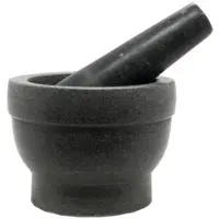 Merkloos Vijzel Graniet 11.5x9.5cm. Grijs grijs Steen Merkloos Vijzel