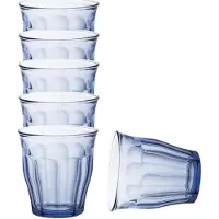 Duralex Drinkglazen/waterglazen Picardie - 6x stuks - blauw glas - 250 ML - Drinkglazen