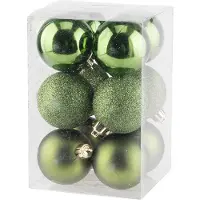 Cosy & Trendy Kerstballen - 12 stuks - appelgroen - kunststof - 6 cm - Kerstbal