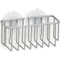 Zeller houder met zuignappen - metaal - 13 x 5,5 cm - Zeephouders - Muurhouders voor keuken/badkamer - Douche- en badrek
