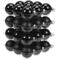 Othmar decorations 36x Glazen kerstballen mat/glans zwart 6 cm - Kerstbal