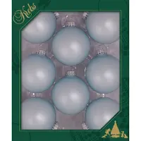 Merkloos 8x Aqua blauwe matte kerstballen van glas 7 cm - Kerstbal