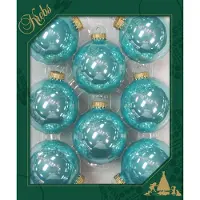 Merkloos 8x Glanzende blauwe kerstboomversiering kerstballen van glas 7 cm - Kerstbal