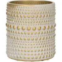 Countryfield Luxe theelichthouder - Aurora - creme wit/goud - D8 x H10 cm - Waxinelichtjeshouders