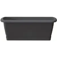 Prosperplast 1x Respana plantenbak/bloembak antraciet 49 cm inclusief schotel van kunststof - Plantenbakken