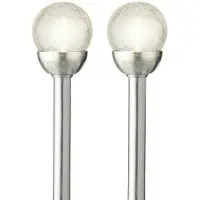 Lumineo 2x Buitenlampen/tuinlampen 30 cm zilver op steker met ronde bol - Prikspotjes