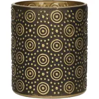 Countryfield Luxe theelichthouder - Fantasy - zwart/goud - D8 x H10 cm - Waxinelichtjeshouders