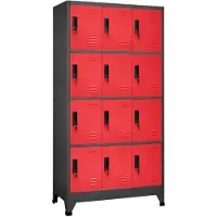 vidaXL Lockerkast 90x45x180 cm staal antracietkleurig en rood