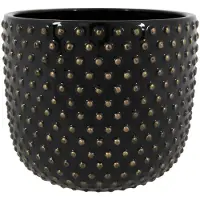 Ter Steege Plantenpot/bloempot Luxery Spike - keramiek - zwart - Bolletjes motief - D18 x H15 cm - Plantenpotten