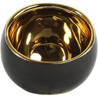 Countryfield Luxe theelichthouder - Veneta - zwart/goud - D10 x H9 cm - Waxinelichtjeshouders