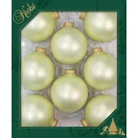 Merkloos Krebs kerstballen - 8x st - vanille lichtgeel - 7 cm - glas - Kerstbal