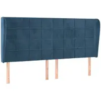vidaXL Hoofdbord met randen 183x23x118/128 cm fluweel donkerblauw