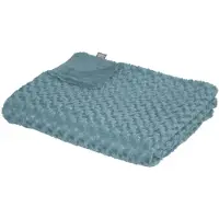 Atmosphera Sprei/deken/plaid - aqua blauw - polyester - 230 x 180 cm - geknoopt motief - Plaids