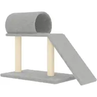 vidaXL Kattenmeubel met tunnel en ladder 55,5 cm lichtgrijs