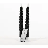Anna's Collection Led dinerkaars 23 cm | Zwart | Gedraaid | 3D vlam | 2 stuks
