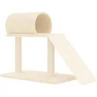 vidaXL Kattenmeubel met tunnel en ladder 55,5 cm crèmekleurig