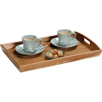 Kesper 1x Acacia houten dienbladen 31 x 48 cm met opstaande rand - Dienbladen