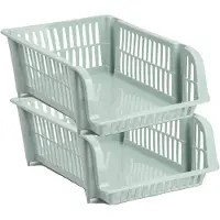 Forte Plastics Plasticforte Stapelbare opbergmand - 4x - Mintgroen - 20L - kunststof - Opbergmanden