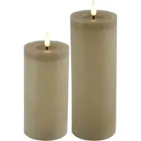 Countryfield LED kaarsen/stompkaarsen - 2x - beige - H12,5 en H15 cm- warm wit - LED kaarsen