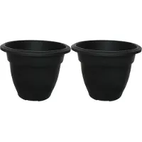 Whitefurze Buiten plantenpot/bloempot - 2x - zwart - kunststof - D20 x H16 cm - Plantenpotten