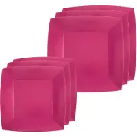 SANTEX Feestbordjes set - 20x stuks - fuchsia roze - 18 cm en 23 cm - Feestbordjes