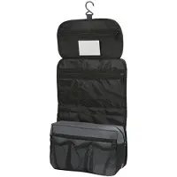Shugon Reis toilettas/etui met ophanghaak zwart/grijs 27 cm voor heren/dames - Toilettassen