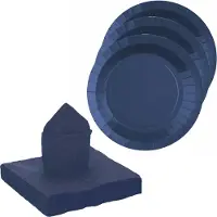SANTEX servies set karton - 10x bordjes/20x servetten - kobalt blauw - Feestbordjes