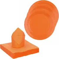 SANTEX 20x taart/gebak bordjes/25x servetten - oranje - Feestbordjes