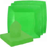 SANTEX servies set karton - 20x bordjes/25x servetten - fel groen - Feestbordjes