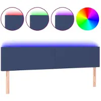 vidaXL Hoofdbord LED 180x5x78/88 cm stof blauw