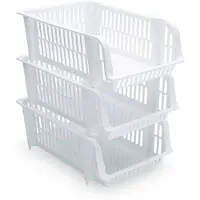 PlasticForte Stapelbare opbergmand - wit - 20L - kunststof - Opbergmanden