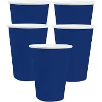 SANTEX feest bekertjes - 20x - kobalt blauw - papier/karton - 270 ml - Feestbekertjes