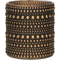 Countryfield Luxe theelichthouder - Aurora - zwart/brons - D7 x H8 cm - Waxinelichtjeshouders