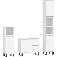 vidaXL 3-delige badkameraccessoireset, wit, van houtvezel