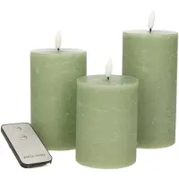 Anna's Collection LED Stompkaars Majon Groen D 7,5 H 10 / 12, 5 / 15 Cm 3 Stuks