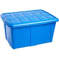 Forte Plastics Plasticforte Opslagbox met deksel - Blauw - 60L - kunststof - 63 x 46 x 32 cm - Opbergbox