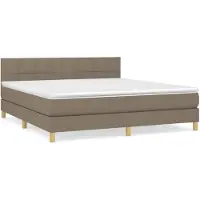 vidaXL Boxspring met matras stof taupe 180x200 cm