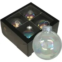 Othmar decorations Kerstballen van glas - 4x - transparant parelmoer -10 cm -milieubewust - Kerstbal