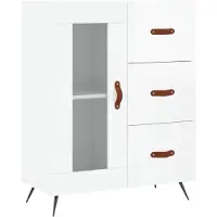 vidaXL Dressoir 69,5x34x90 cm bewerkt hout hoogglans wit